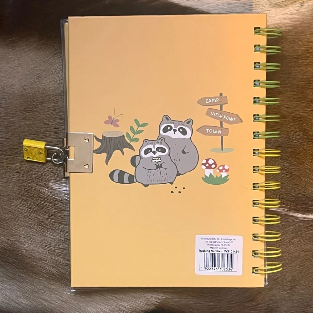 🏷️🎉🆕 cottagecore kawaii animal spiral glitter shaker planner with lock & key